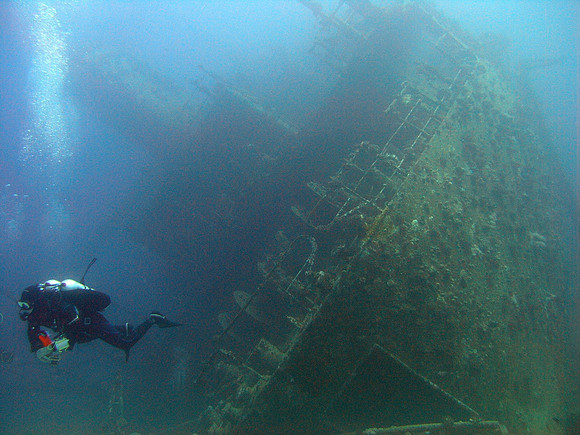 The wreck of Ghiannis "D" at Abu Nuhas, the stern from bottom (20 m deep)