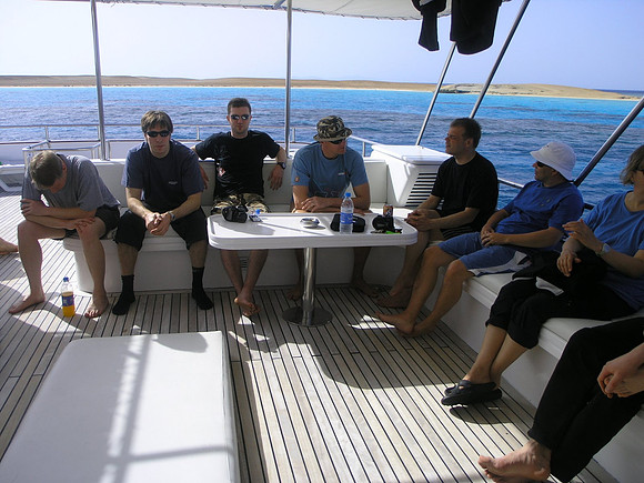 Dive briefing on sundeck of Superior