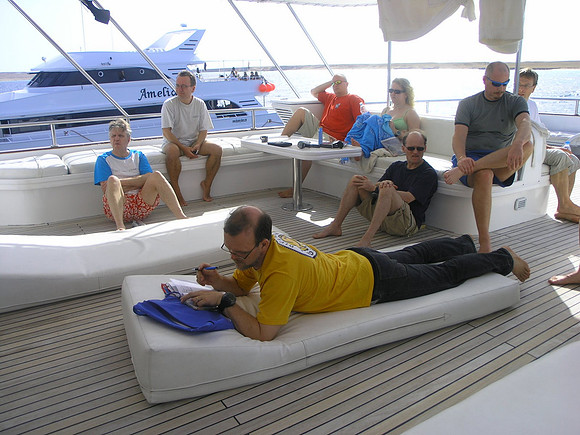 Dive briefing on sundeck of Superior