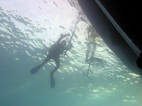 Ladders to Superior's diving deck