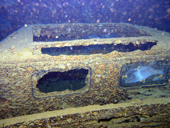 Thistlegorm, broken windows on a truck