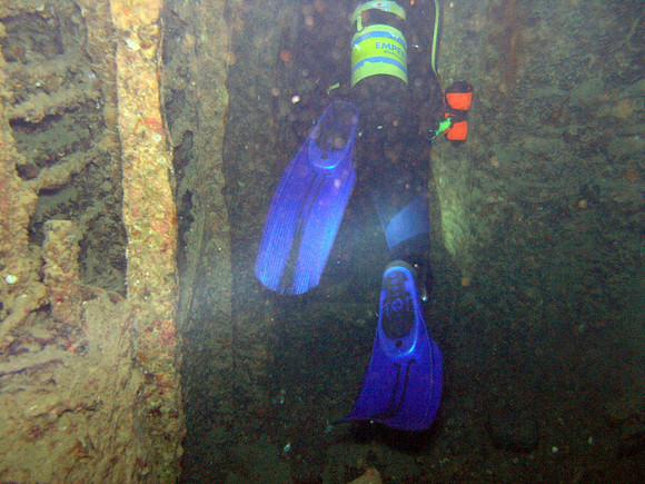 Thistlegorm, corridor between cargo holds 1 and 2 upper level
