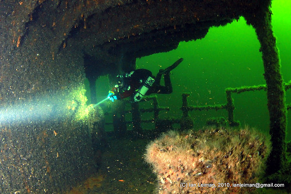 below the gun deck of the stern