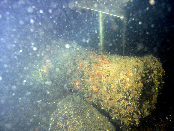 Baltic Sea, wreck of "Cronprins Gustav Adolf", Swedish war ship, sunken by Russian Navy in 1788. One of the 70 cannons that were on board.